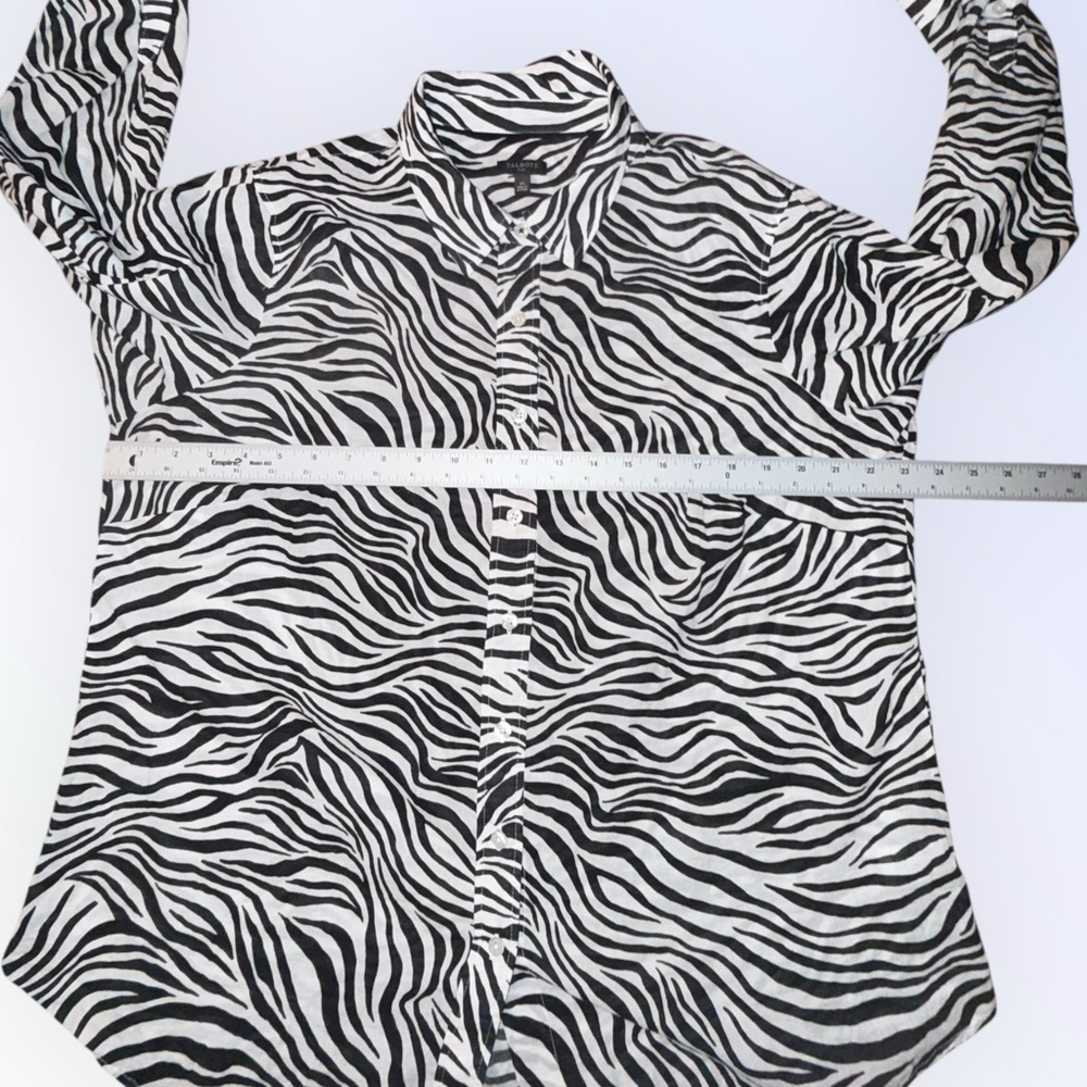 Talbots Button Front Zebra Shirt - Plus 1x Black/… - image 7